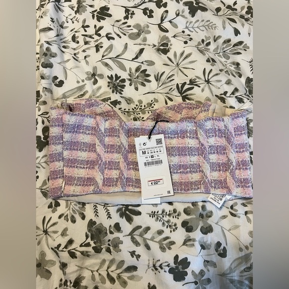 Zara Tweed Bustier Crop Top in Pink& White Twee size Med Clueless/Y2K - Picture 5 of 11